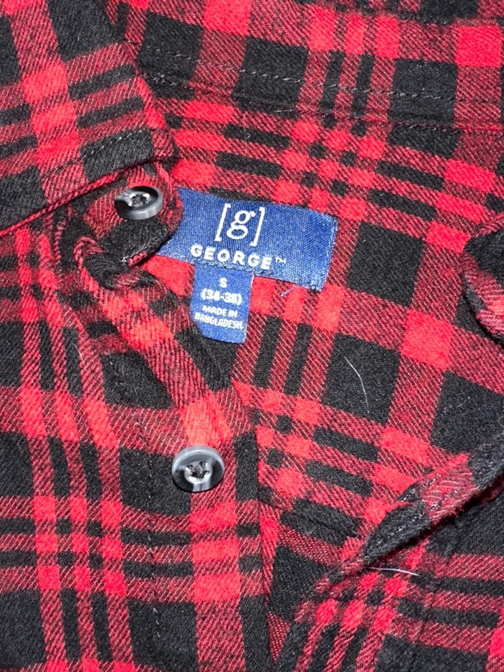 George Red and Black Plaid Button-Up Shirt